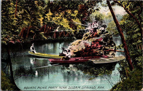 AR, SILOAM SPRINGS - Aquatic Picnic Party - guys fishing w/long poles - I03173