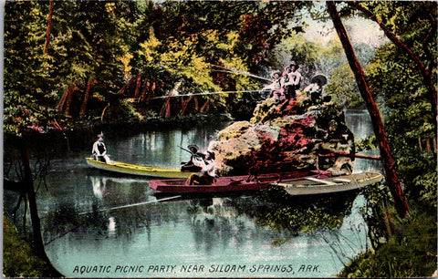 AR, Siloam Springs - Aquatic Picnic Party - guys fishing w/long poles - I03173