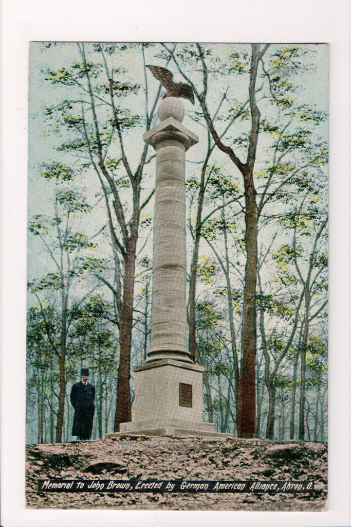 OH, AKRON - Memorial to John Brown close up with man @1919 - K04066