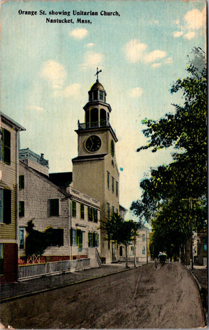 MA, Nantucket - Unitarian Church, Orange St - 1913 postcard - MB0262