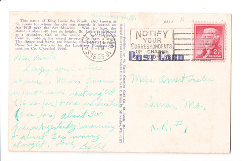 pm SLO - NOTIFY YOUR CORRESPONDENTS - MO 1955 Slogan or Logo cancel - boA06831