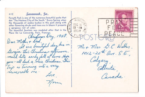 pm SLO - PRAY FOR PEACE - FL 1958 Slogan or Logo cancel - boA06828