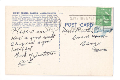 pm SLO - SAVE THE EASY - MA 1947 Slogan or Logo cancel - boA06805