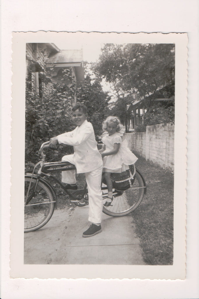 People - Boy with girl in back of a Western Flyer Bike - PHOTO - R00641