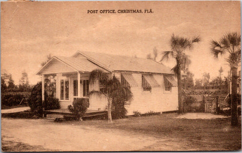 FL, CHRISTMAS - Post Office closeup - 1945 Collotype Co postcard - S01050