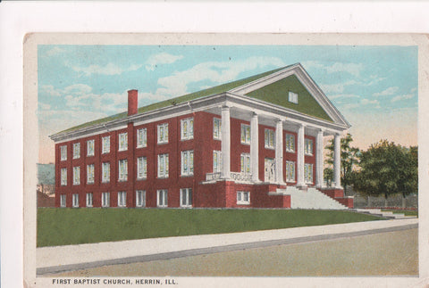 Il, HERRIN - FIRST BAPTIST CHURCH - @1924 postcard - SL2247
