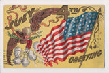 4th of July - July 4th Greeting - Eagle, flag, fireworks (original SOLD) SL2810
