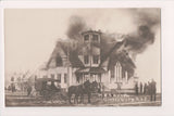 KS, GREENBURG - M E Church on FIRE - men on roof - RPPC - w00489