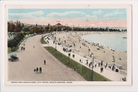 MA, South Boston - City Point, Beach and Blvd postcard - w00926
