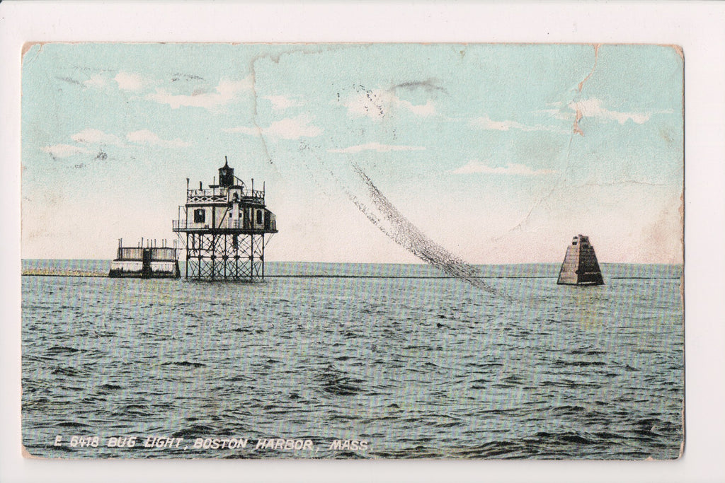 MA, Boston Harbor - Bug Light, Lighthouse postcard - w01554