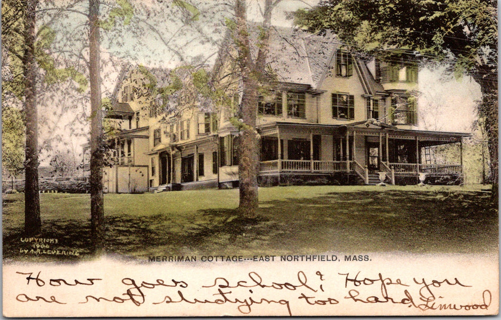 MA, EAST NORTHFIELD - Merriman Cottage - A R Levering 1911 postcard - w01624