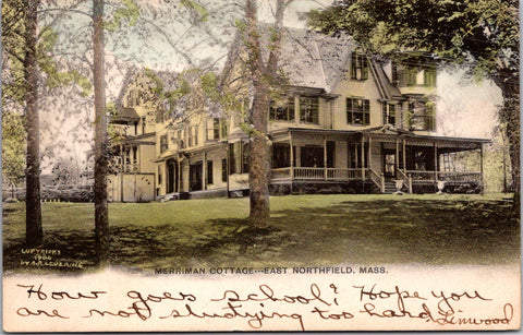 MA, East Northfield - Merriman Cottage - A R Levering 1911 postcard - w01624