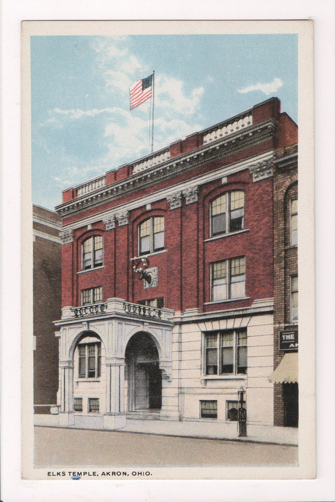 OH, AKRON - Elks Temple - vintage postcard - w03289