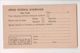 NY, New York City - Swiss Federal Railroads mailing card - w05117