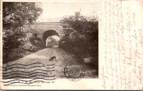 IA, Nora Springs - Arch under R I RR - Pearson and Ullberg Co - 1906 postcard -