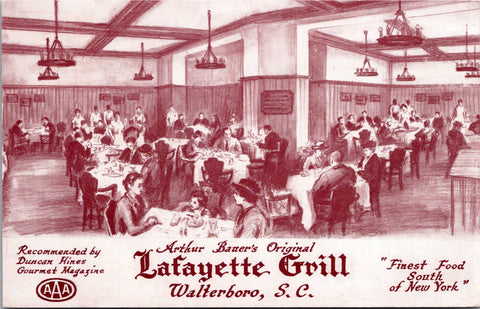 SC, WALTERBORO - Lafayette Grill - 1950 postcard - 2k1401