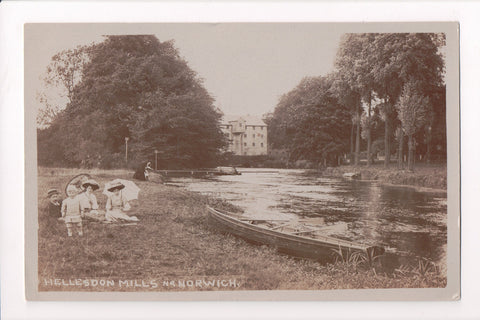 Foreign postcard - Hellesdon Mills, Norfolk - family on RPPC - JR0027