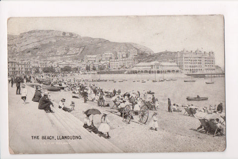 Foreign postcard - Llandudno, Wales, UK - The Beach, spoked wagon - JR0021