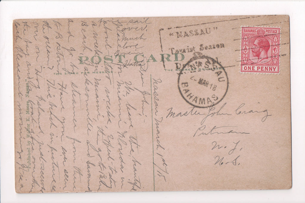 cancel Foreign - Slogan - Bahama - Nassau Tourist Season - 1918 cancel - w05223