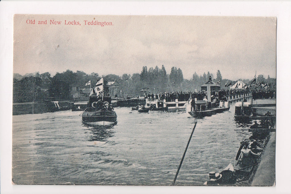 Foreign postcard - Teddington, UK - Old and New Locks - @1906 - JR0121